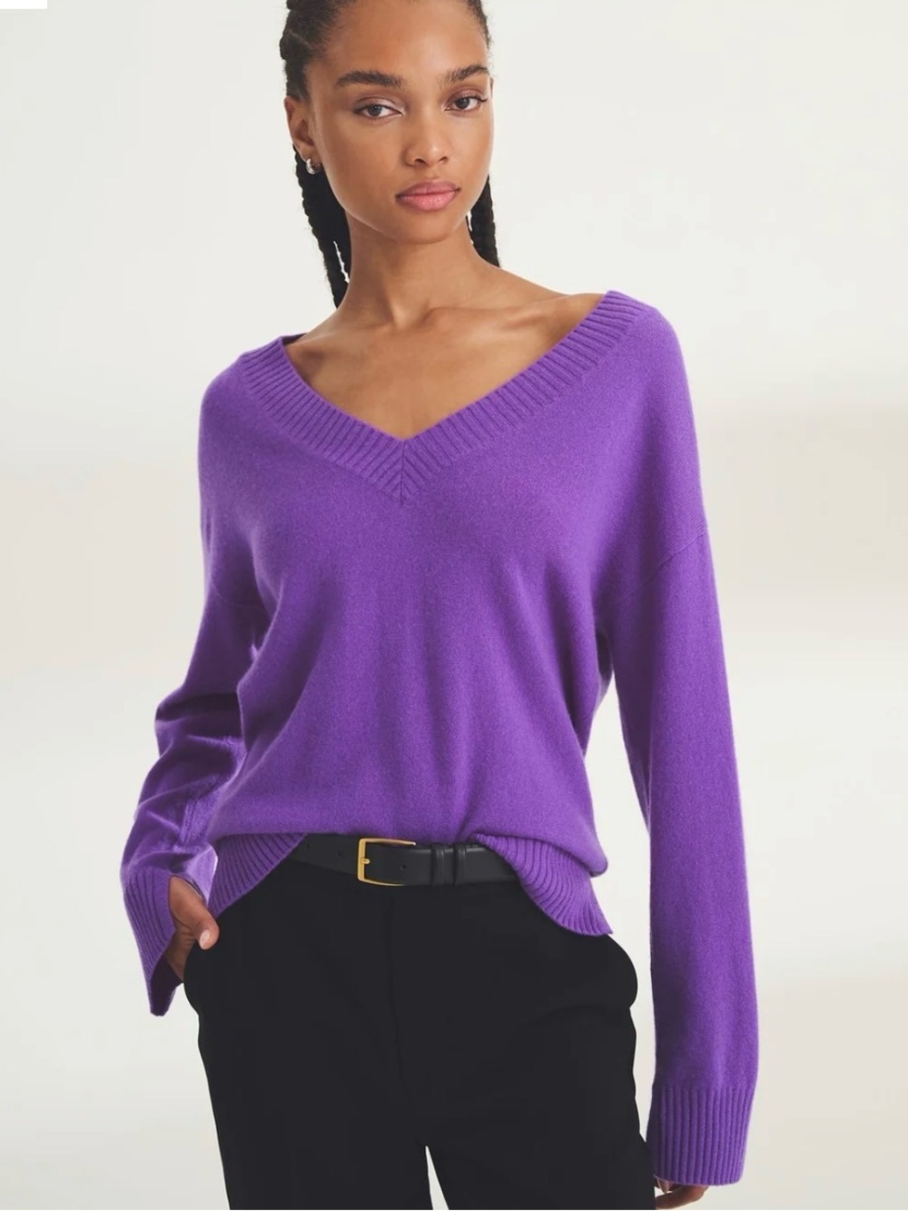 Signature Cashmere Wide Sleeve V-Neck Sweater